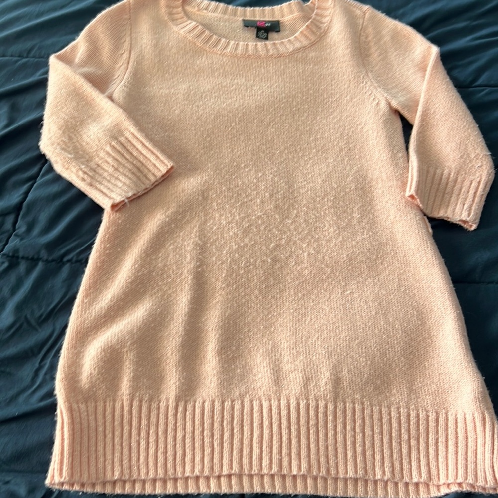 Girls 3/4 sleeve sweater, pink size medium (10/12)